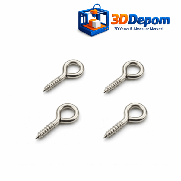 100 Adet Gümüş Renk Anahtarlık Kancalı Vida (10mm x 5mm)