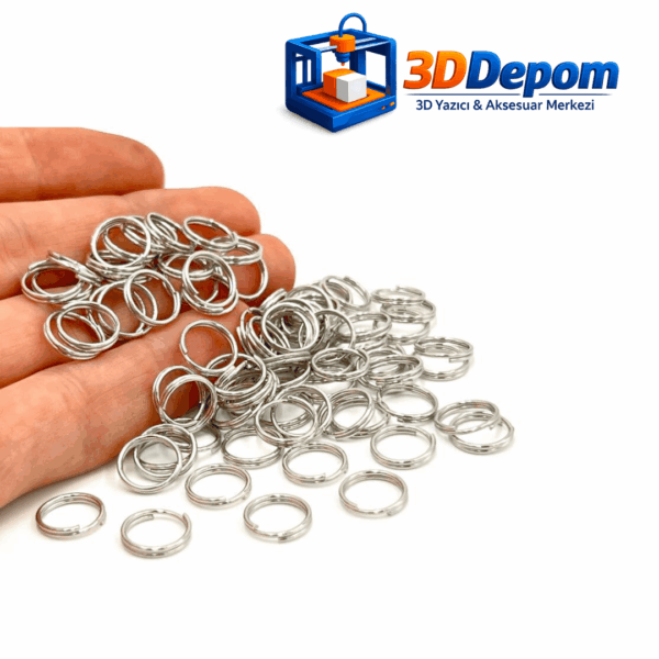 100 Adet 10mm Nikel Çift Turlu Güvenli Bağlantı Halkası - 3D Yazıcı Anahtarlık ve Hobi Projeleri İçin Metal Ara Aparat