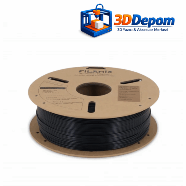 Filamix Hyper PLA+ Siyah Makara Filamix Hyper PLA+ Siyah 1.75mm Makara Yatay Görünüm