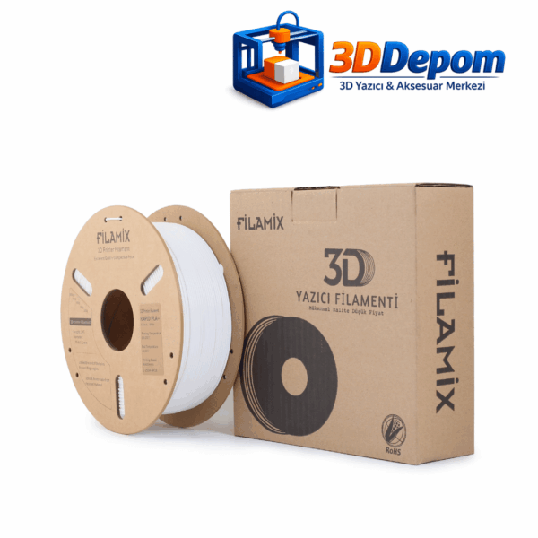 Filamix Hyper Speed PLA+ Beyaz Filament - Kutu Görünümü Filamix Hyper Speed PLA+ Beyaz Filament 1 Kg orijinal kutusuyla birlikte