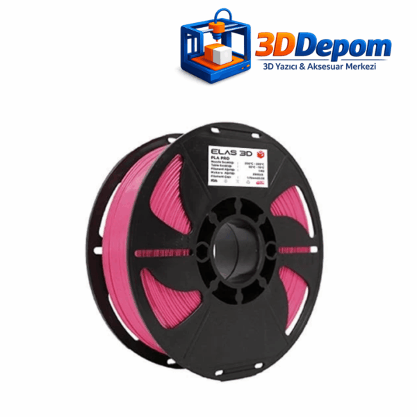 pembe-filament-elas 3D Depom Elas Pembe PLA PRO 1.75mm 3D yazıcı filamenti makarası açılı görünüm